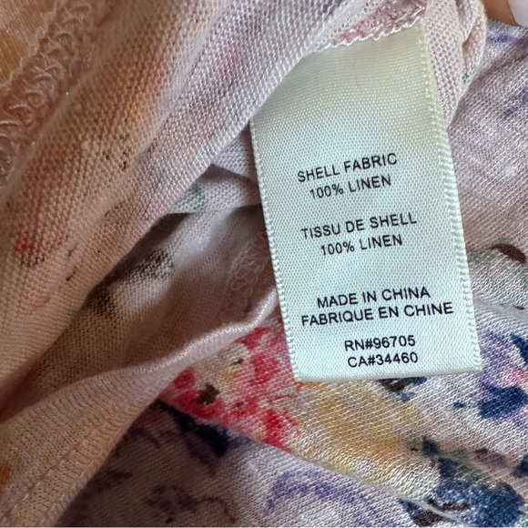 Rebecca Taylor T-shirt Linen Floral Cap Sleeves Pink Tee 100% Linen XS - Picture 7 of 12